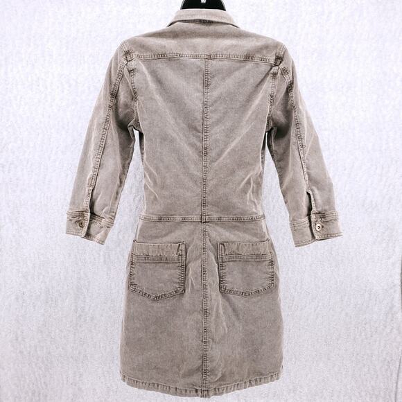 prAna Corduroy Dress Women's XS Light Brown Brass Buttons Pockets Casual Boho - Picture 3 of 9